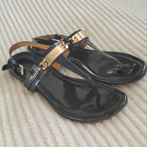 Coach Patent Leather Sandals with Gold Hardware size 8 - Picture 8 of 12